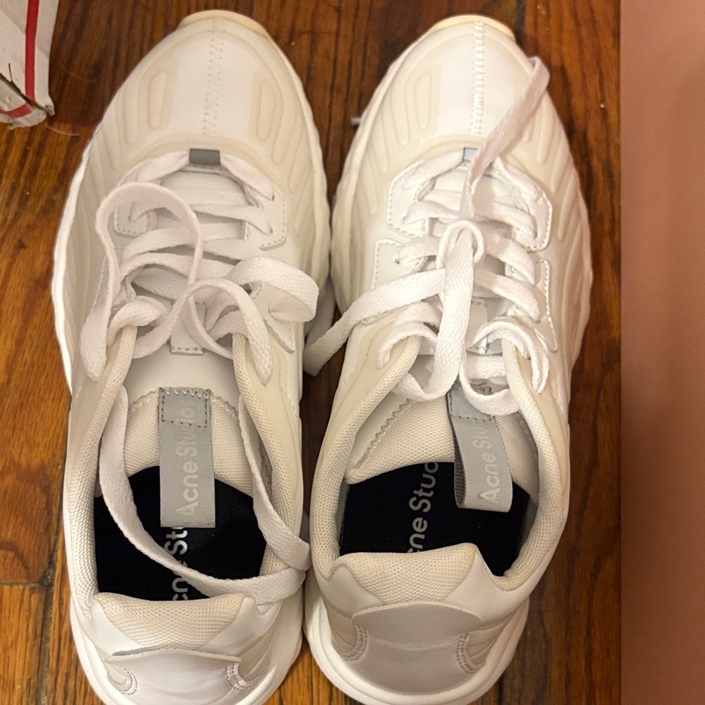 Acne White Lace-Up Sneakers